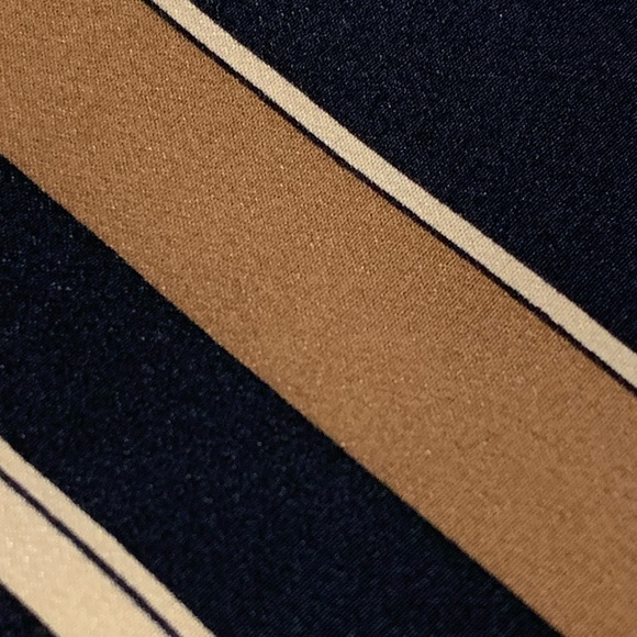 Vintage Harry Rosen Striped Silk Tie In Navy / Tan - Picture 2 of 8